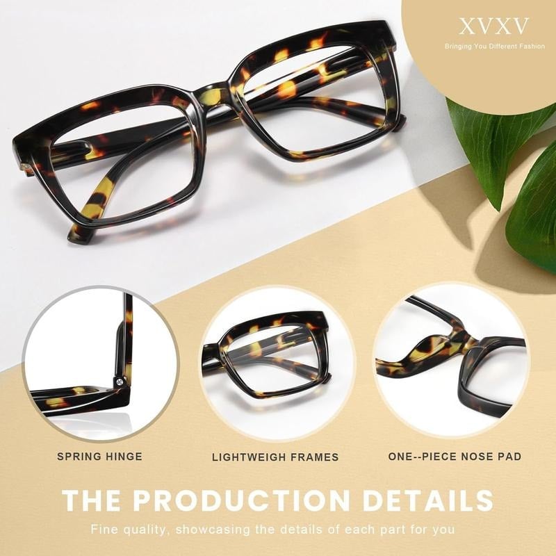 🔥Oferta specjalna – ✨👓Okulary do czytania w kolorze skorupy żółwia – duże, kwadratowe okulary z filtrem światła niebieskiego