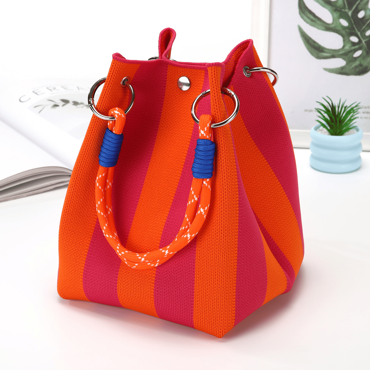 Torba typu bucket w stylu boho dla kobiet, ręcznie robiona na szydełku torba na ramię, lekka torba plażowa na lato, idealna do podróży, na co dzień i na wakacj