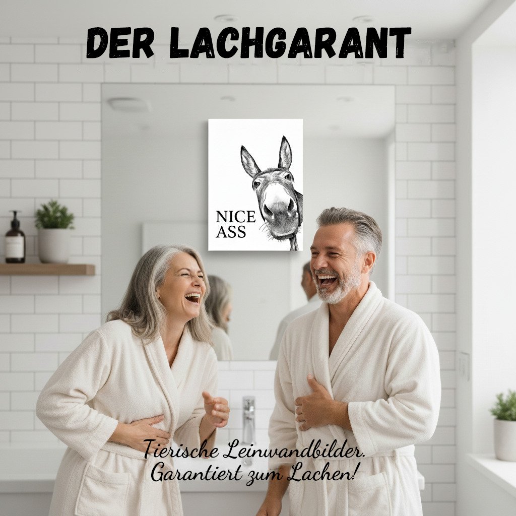 🧻Zabawna dekoracja ścienna do łazienki - obrazek z osiołkiem i napisem „Nice Ass” (Nice ass)