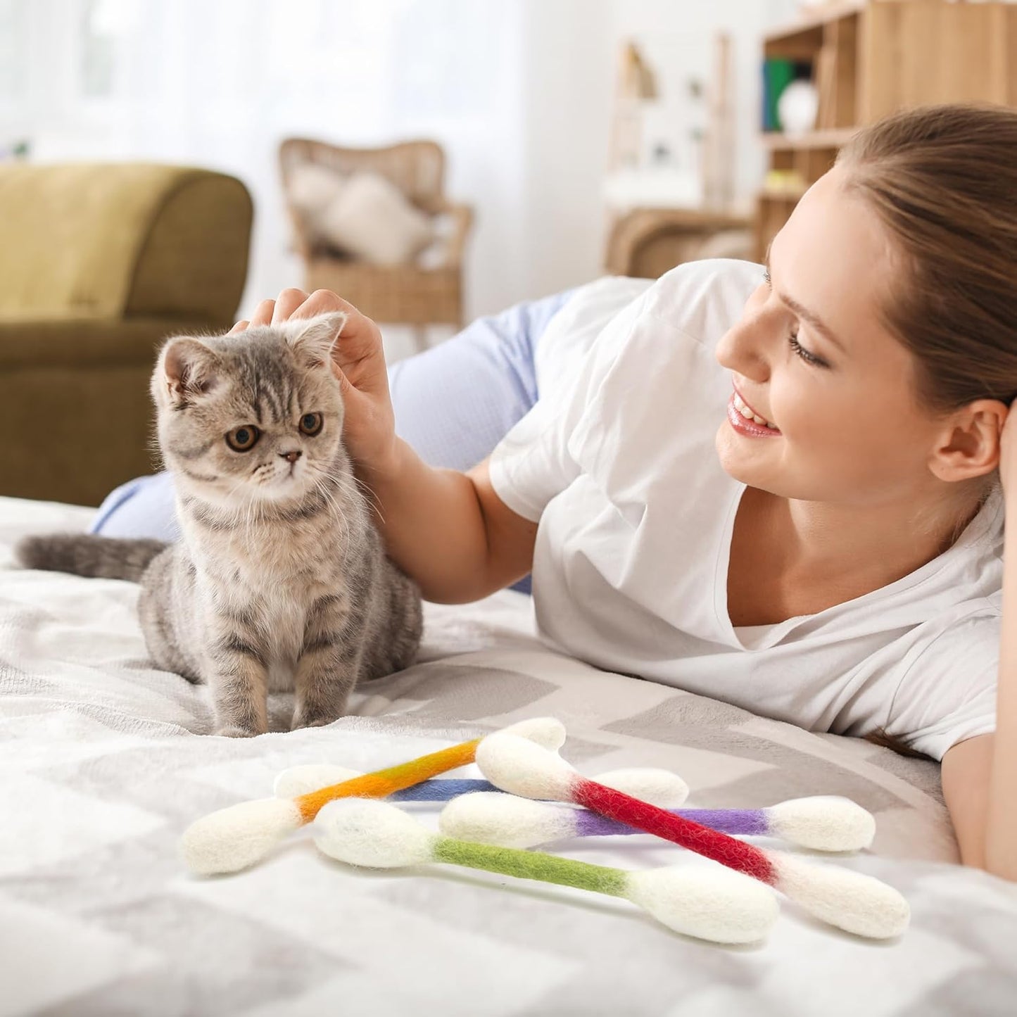 🐾Duże zabawki z wacików z kocimiętką (15 cm) – ręcznie robione, trwałe, bezpieczne i zabawn