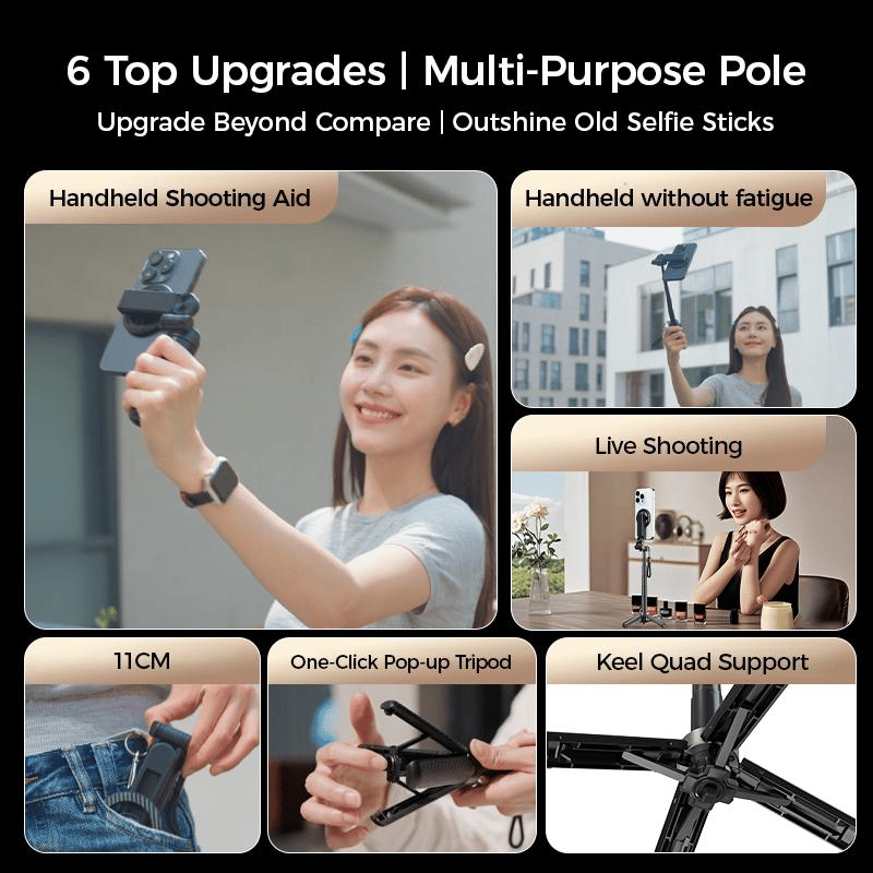 🏆50% korting voor een beperkte tijd✨4-in-1 multifunctionele selfiestick met 360° rotatie en magneet