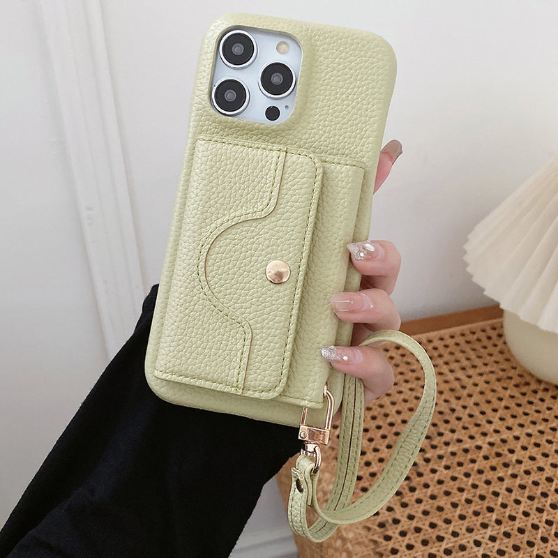 🔥Różowe etui ochronne na telefon z lusterkiem i paskiem na nadgarstek