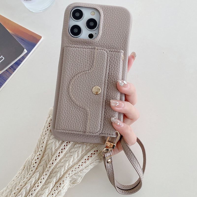 🔥Różowe etui ochronne na telefon z lusterkiem i paskiem na nadgarstek