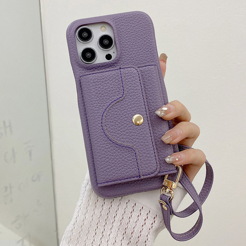 🔥Różowe etui ochronne na telefon z lusterkiem i paskiem na nadgarstek